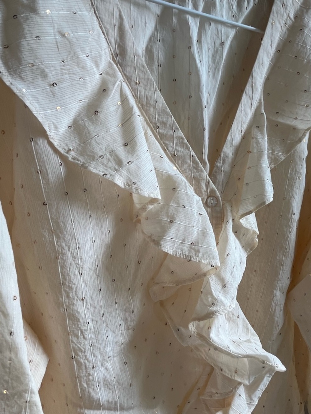 Primark Cream Ruffle V-Neck Blouse - Picture 3 of 4
